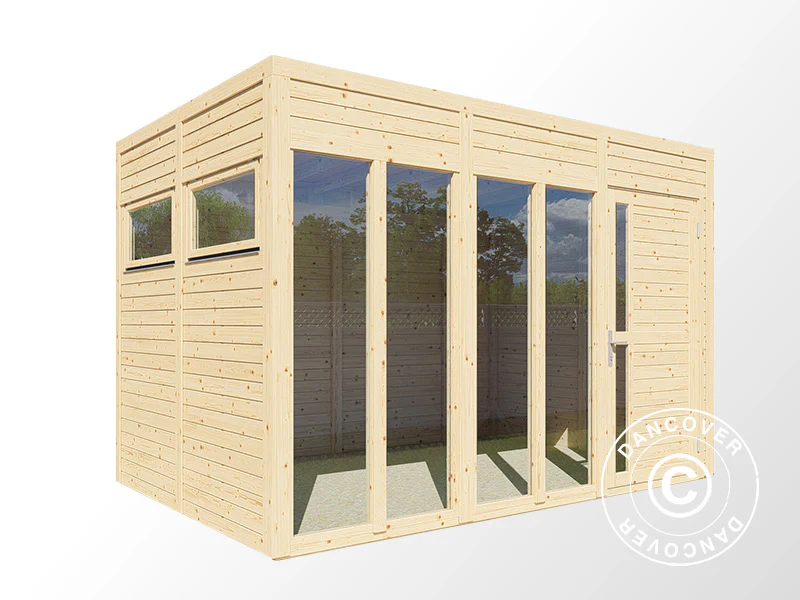 Stuga i trä, Bertilo Cubus 3O, 3,37x2,34x2,32m, Naturlig - Image 3