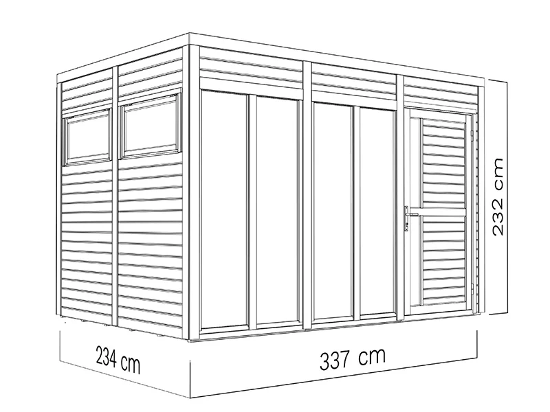 Stuga i trä, Bertilo Cubus 3O, 3,37x2,34x2,32m, Naturlig - Image 9