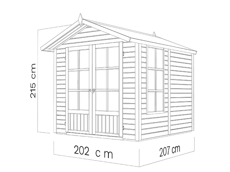 Stuga i trä, Bertilo Melrose, 2,02x2,07x2,15m, Natur - Image 7