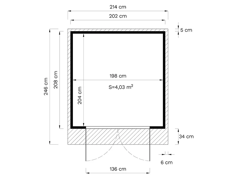 Stuga i trä, Bertilo Melrose, 2,02x2,07x2,15m, Natur - Image 8