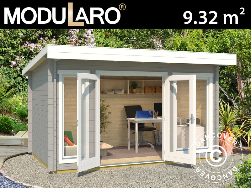 Stuga i trä Lugano 2,5x3,9x2,34m, 34mm, Ljusgrå