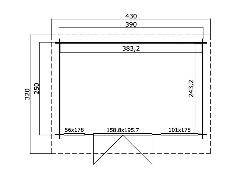 Stuga i trä Lugano 2,5x3,9x2,34m, 34mm, Naturlig - Image 3