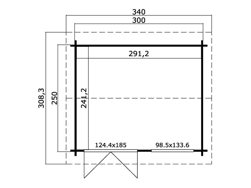 Stuga i trä Stavanger 3x2,5x2,45m, 44mm, Naturlig - Image 3