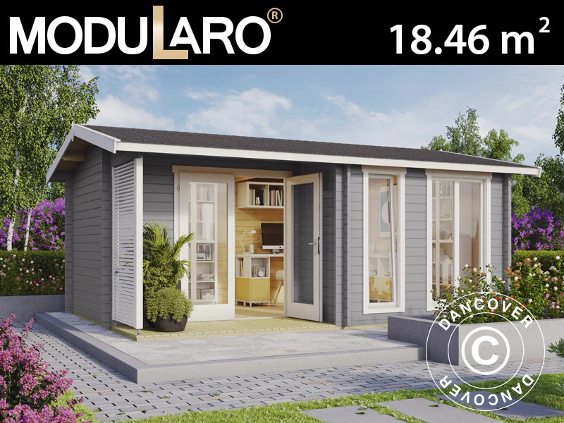 Stuga i trä Talsi 5,2x3,7x2,51m, 44mm, Ljusgrå
