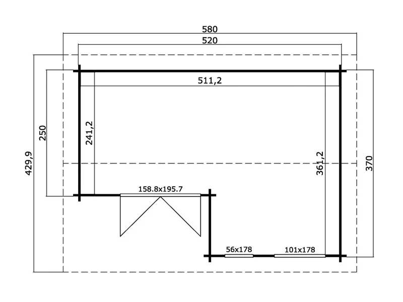 Stuga i trä Talsi 5,2x3,7x2,51m, 44mm, Mörkgrå - Image 3