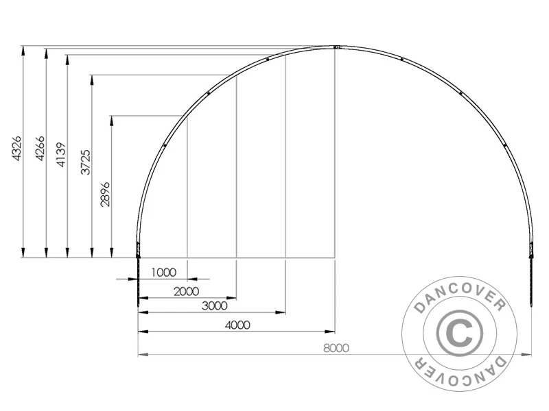 Tälthall, rundbågehall 8x15x4,33m med skjutport, PVC, Grön - Image 7