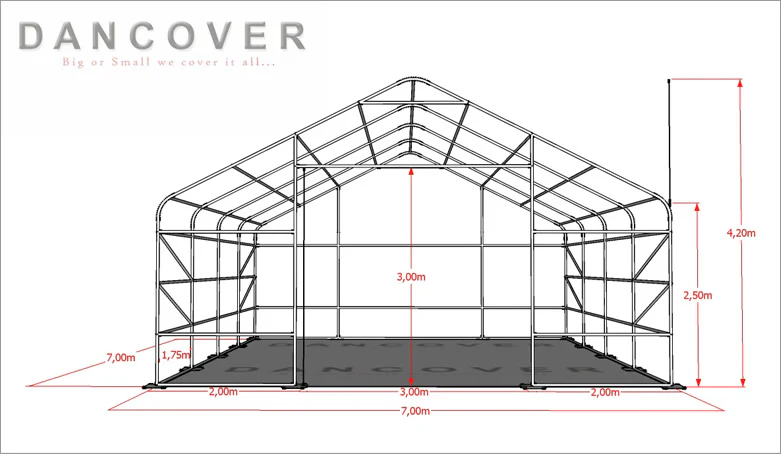 Tälthall Titanium 7x7x2,5x4,2m, Vit/Grå - Image 15