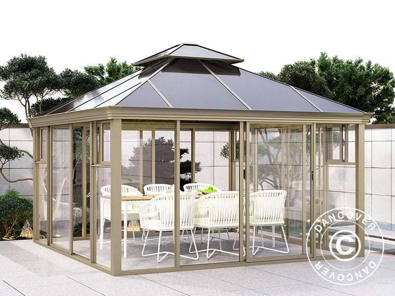 Trädgårdspaviljong polykarbonat Santa Ana, 4x4m, Mässing - Image 4