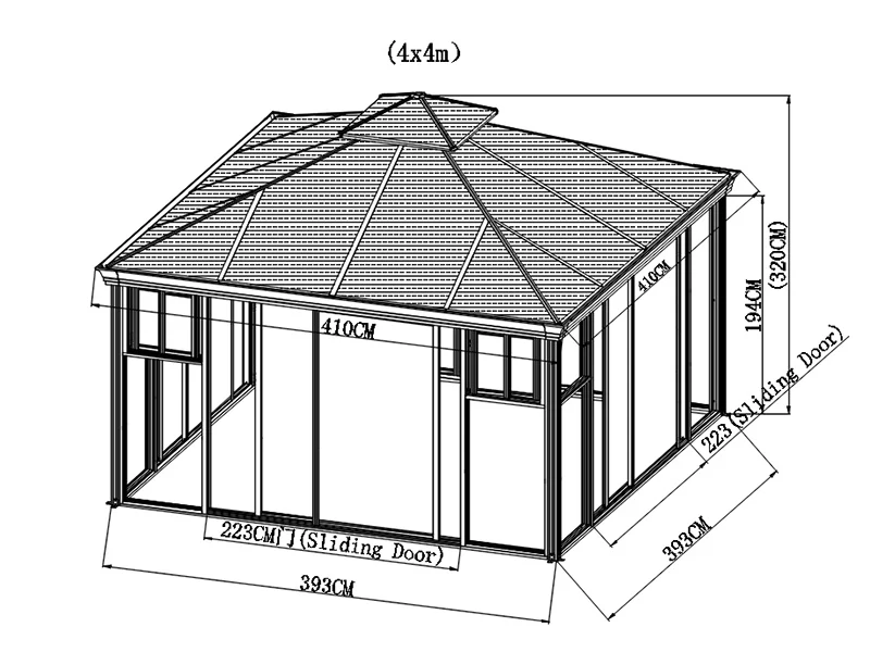 Trädgårdspaviljong polykarbonat Santa Ana, 4x4m, Mässing - Image 8