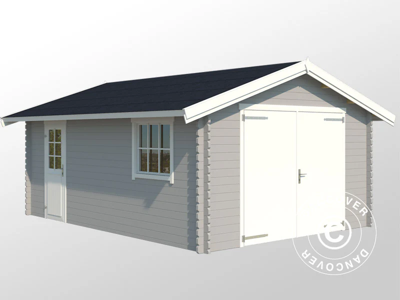 Trägarage Rauma, 3,8x5,4x2,74m, 40mm, Ljusgrå - Image 2