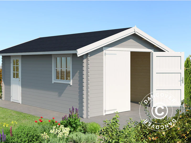 Trägarage Rauma, 3,8x5,4x2,74m, 40mm, Ljusgrå - Image 3