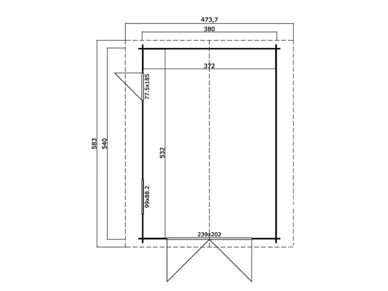 Trägarage Rauma, 3,8x5,4x2,74m, 40mm, Ljusgrå - Image 7