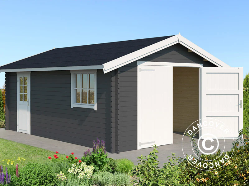 Trägarage Rauma, 3,8x5,4x2,74m, 40mm, Mörkgrå - Image 2
