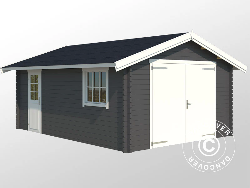 Trägarage Rauma, 3,8x5,4x2,74m, 40mm, Mörkgrå - Image 3