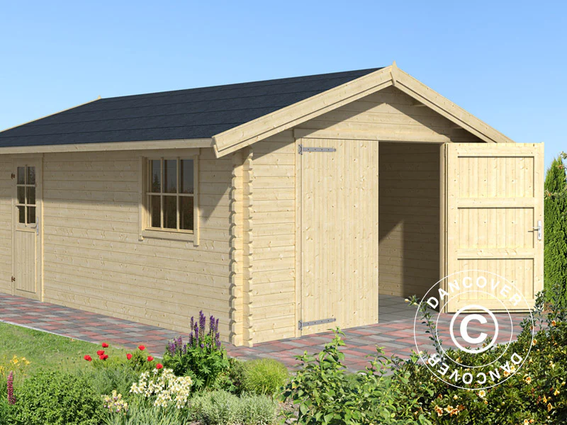 Trägarage Rauma, 3,8x5,4x2,74m, 40mm, Naturlig - Image 2