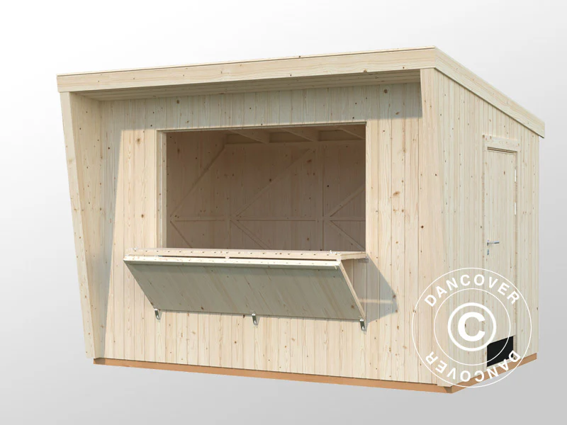 Träkiosk/Försäljningsstånd, 3,55x2,33x2,64m, 7,7m², Naturlig - Image 3