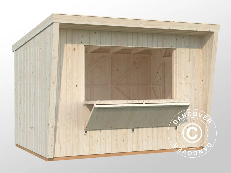 Träkiosk/Försäljningsstånd, 3,55x2,33x2,64m, 7,7m², Naturlig - Image 4