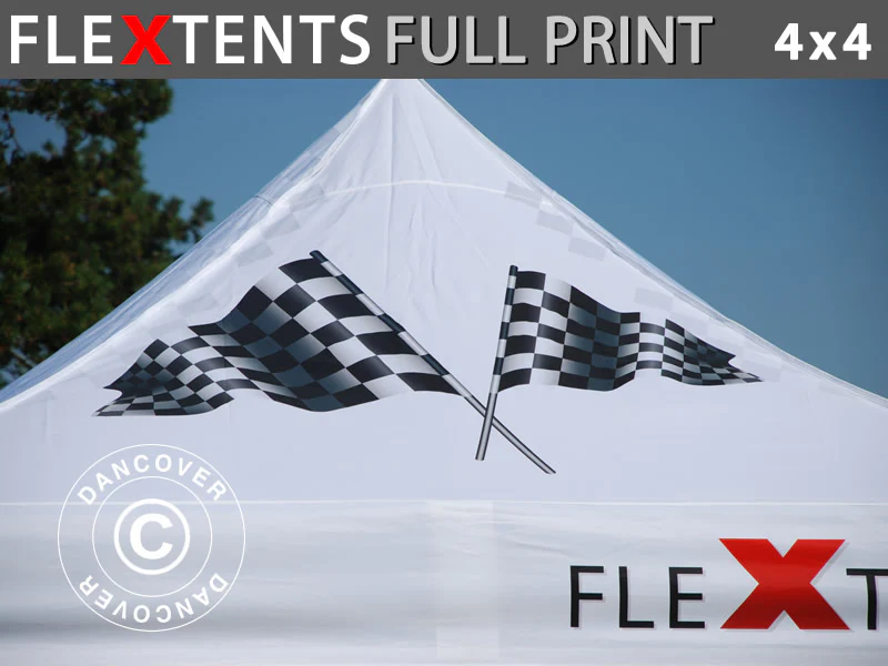 Tryckt taköverdrag med gardinkappa för snabbtält FleXtents® PRO 4x4m