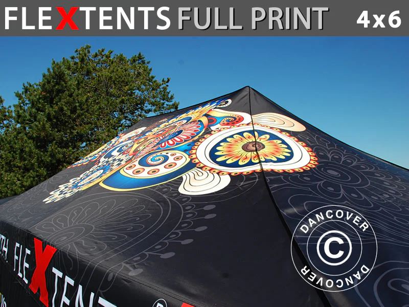 Tryckt taköverdrag med gardinkappa för snabbtält FleXtents® PRO 4x6m