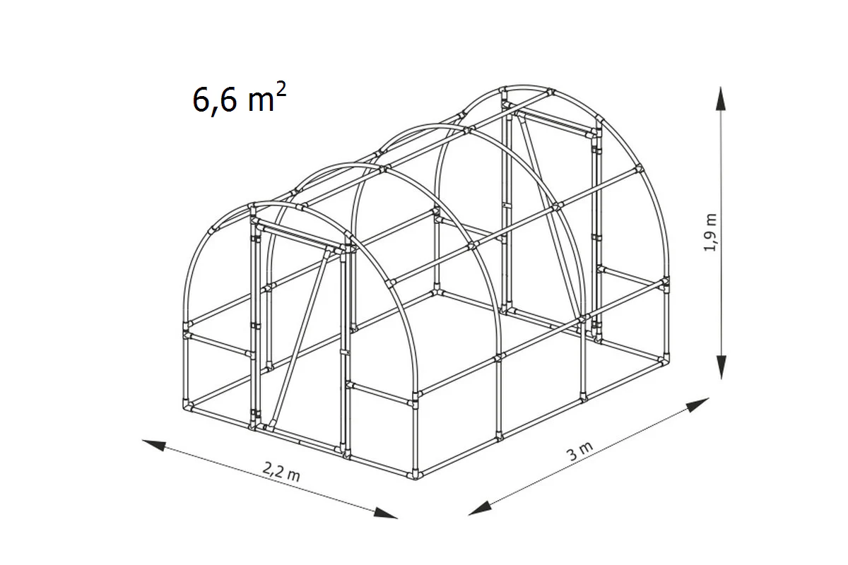 Tunnelväxthus 130, 2,2x3x1,9m, 6,6m², Transparent - Image 13