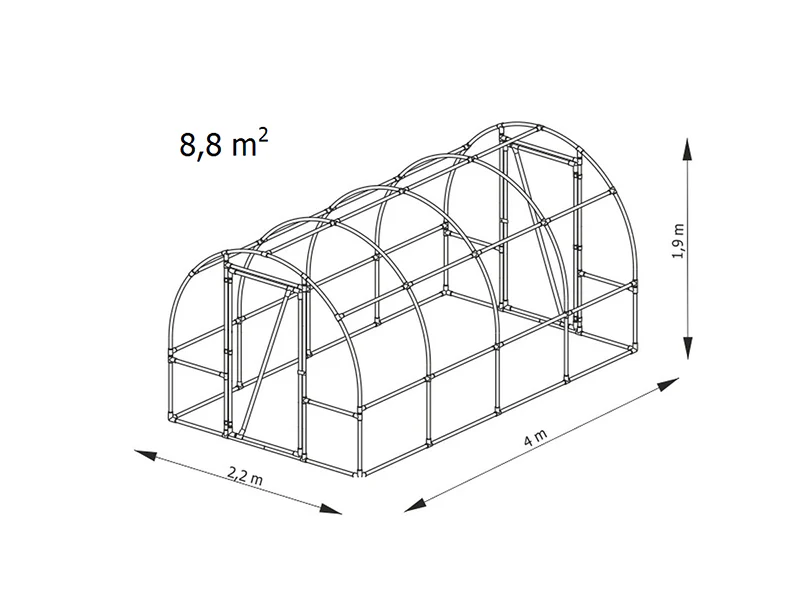 Tunnelväxthus 130, 2,2x4x1,9m, 8,8m², Transparent - Image 9