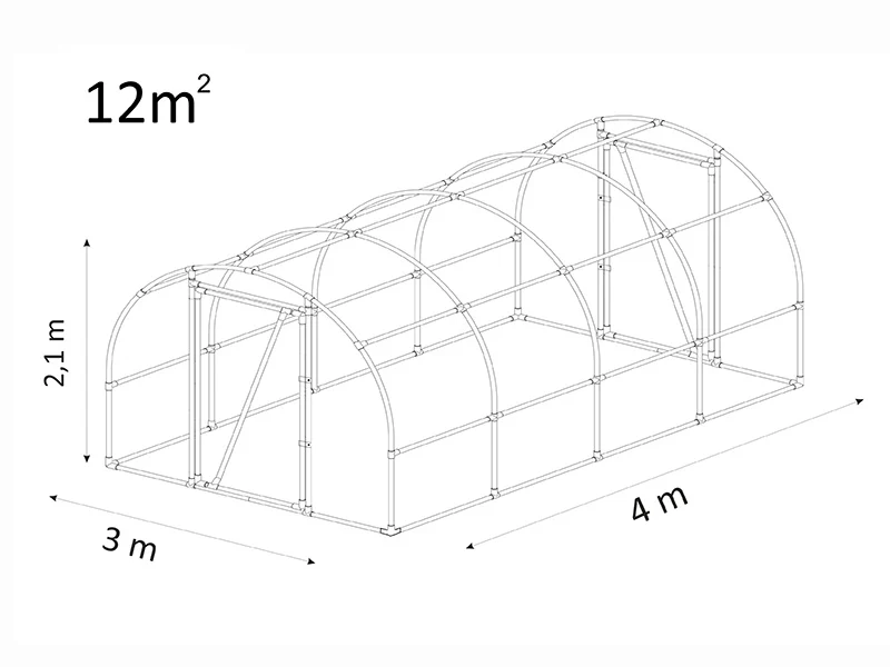 Tunnelväxthus 130, 3x4x2,1m, 12m², Transparent - Image 8
