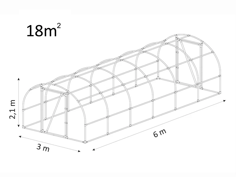 Tunnelväxthus 130, 3x6x2,1m, 18m², Transparent - Image 11