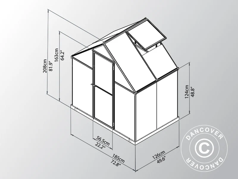 Växthus polykarbonat 2,3m², Palram/Canopia, 1,85x1,26x2,08m, Silver - Image 5