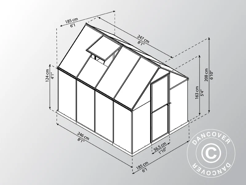 Växthus polykarbonat 4,6m², Palram/Canopia, 1,85x2,47x2,08m, Grå - Image 8