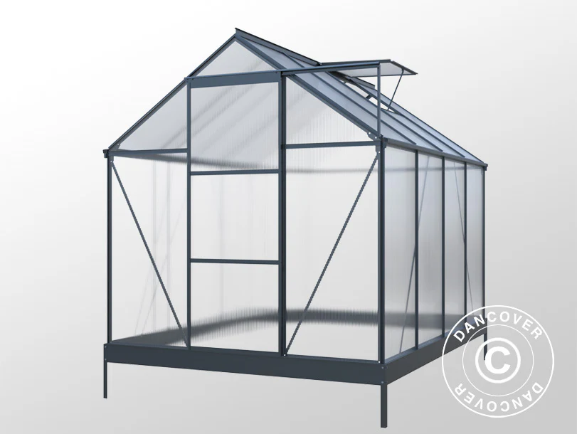 Växthus Polykarbonat 4,75m², 1,9x2,5x2,05m med bas, Svart - Image 4