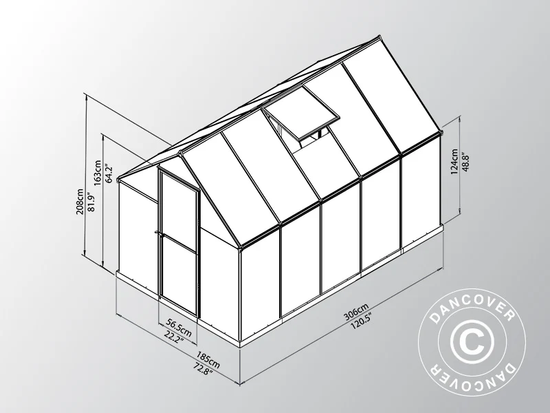 Växthus polykarbonat 5,7m², Palram/Canopia, 1,85x3,06x2,08m, Grön - Image 5