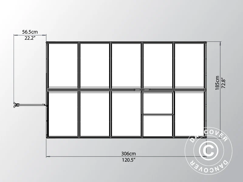 Växthus polykarbonat 5,7m², Palram/Canopia, 1,85x3,06x2,08m, Grön - Image 6