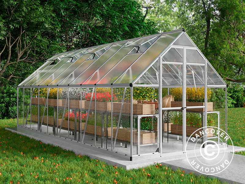 Växthus polykarbonat Balance 14,81m², Palram/Canopia, 2,44x6,07x2,29m, Silver - Image 3
