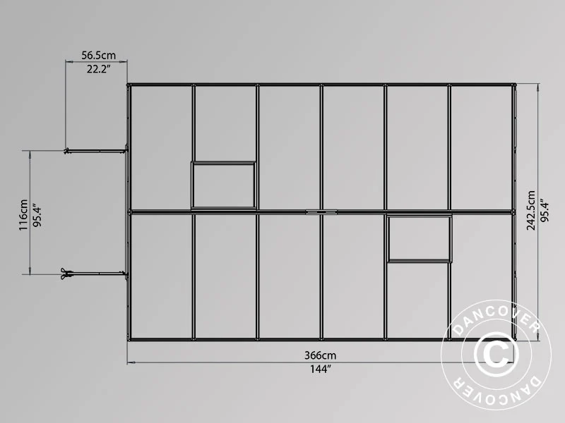 Växthus Polykarbonat Balance 8,9m², Palram/Canopia, 2,44x3,67x2,29m Silver - Image 11