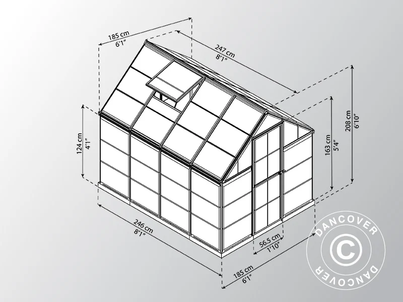 Växthus polykarbonat Harmony 4,5m², Palram/Canopia, 1,85x2,47x2,08m, Grön - Image 4
