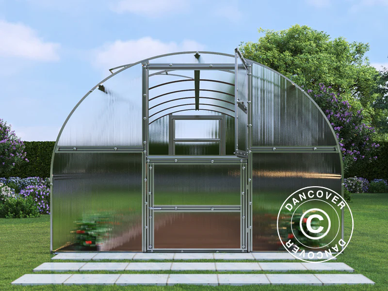 Växthus polykarbonat TITAN Arch 280, 18m², 3x6m, Silver - Image 3