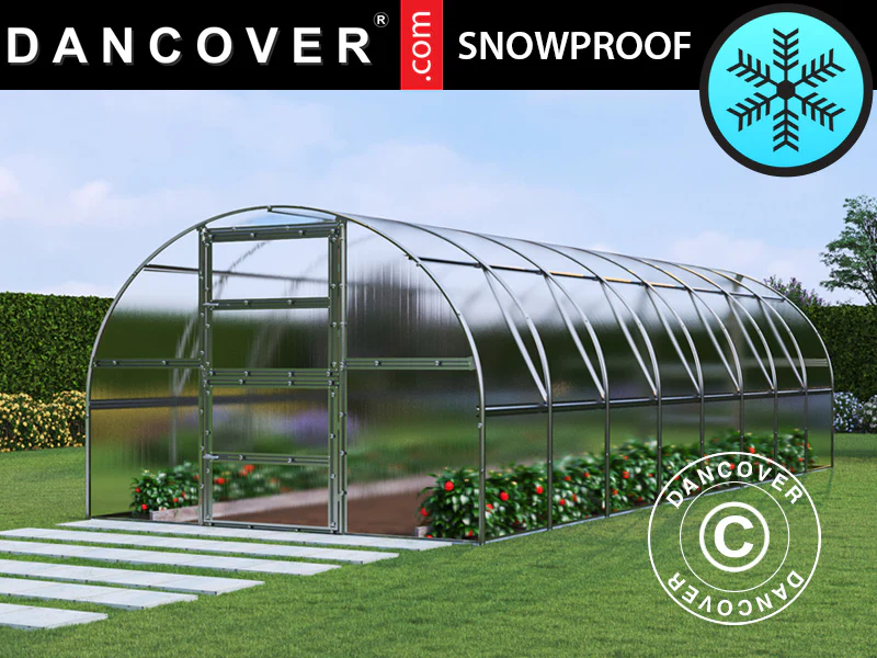 Växthus polykarbonat TITAN Arch 280, 24m², 3x8m, Silver