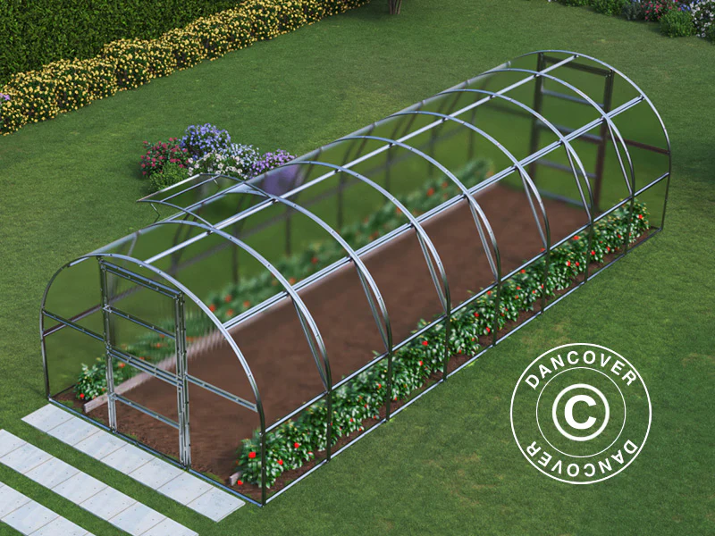 Växthus polykarbonat TITAN Arch 280, 24m², 3x8m, Silver - Image 6