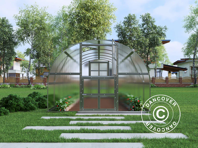 Växthus polykarbonat TITAN Arch 320, 24m², 3x8m, Silver - Image 4