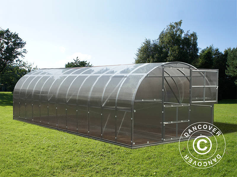 Växthus polykarbonat TITAN Arch 320, 24m², 3x8m, Silver - Image 7