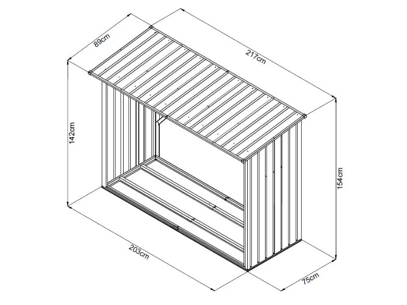 Vedförvaring 2,17x0,89x1,54m, 1,93m2, ProShed®, Antracit - Image 7