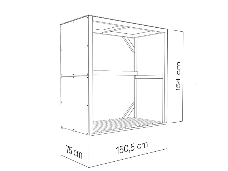 Vedförvaring, Bertilo HPL 2, 1,51x0,75x1,54m, 1,13m², Antracit/Grå BARA 3 ST. KVAR - Image 4