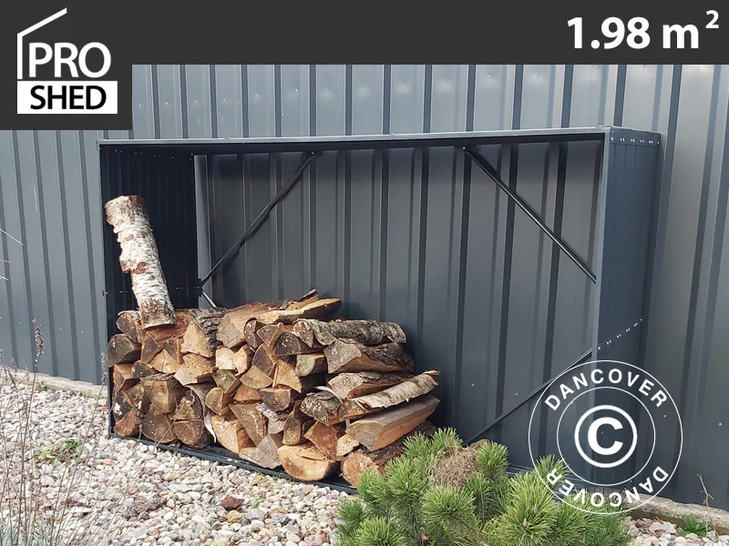 Vedförvaring, pallkrage 1,8x0,5x1,1m ProShed®, 0,9m², Antracit