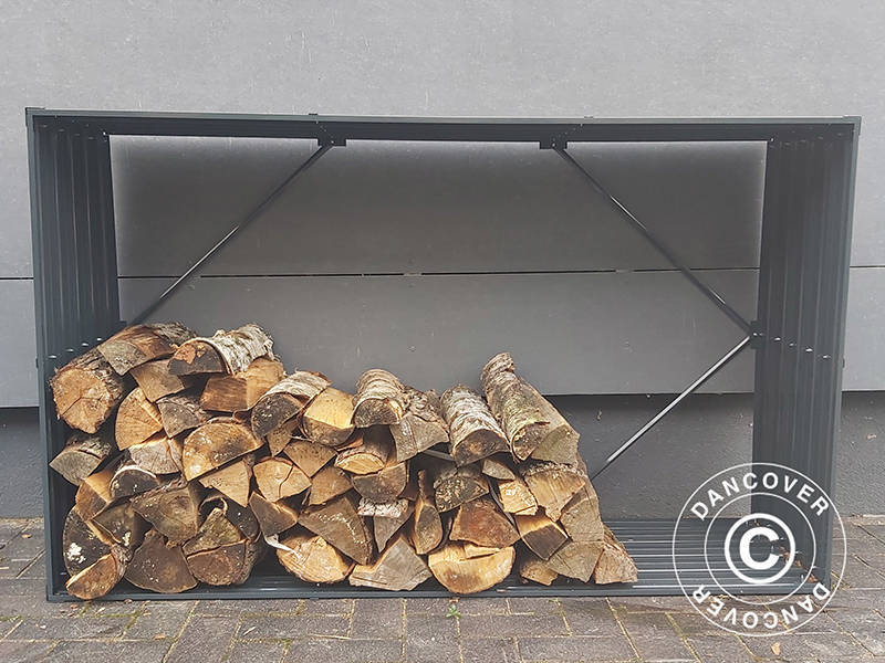 Vedförvaring, pallkrage 1,8x0,5x1,1m ProShed®, 0,9m², Antracit - Image 2