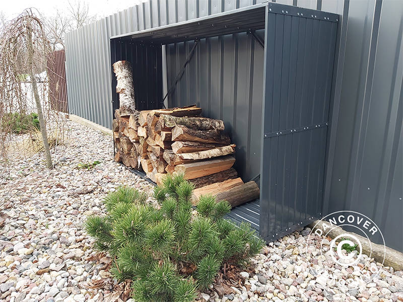 Vedförvaring, pallkrage 1,8x0,5x1,1m ProShed®, 0,9m², Antracit - Image 6