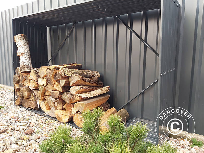 Vedförvaring, pallkrage 1,8x0,5x1,1m ProShed®, 0,9m², Antracit - Image 7