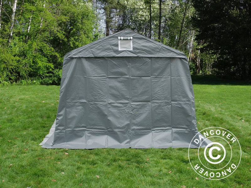 Vindskydd för djur 3,3x6x2,4m, PVC, Grå - Image 5