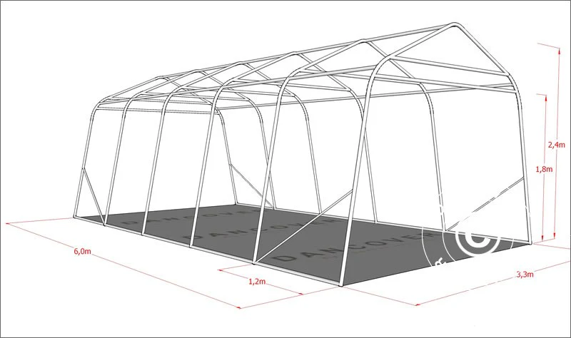 Vindskydd för djur 3,3x6x2,4m, PVC, Grönt - Image 4
