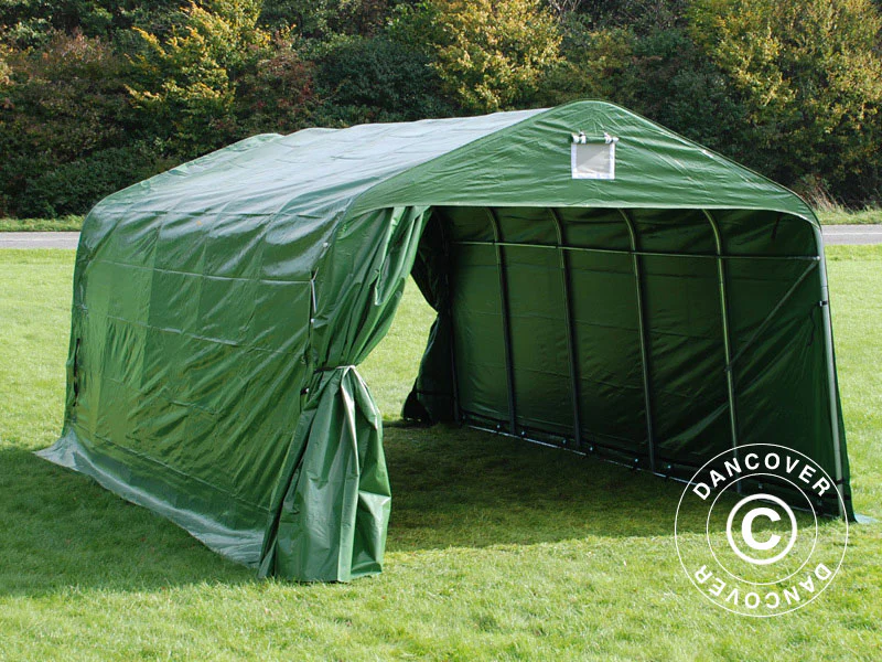 Vindskydd för djur 3,6x6x2,68m, PVC, Grönt - Image 4