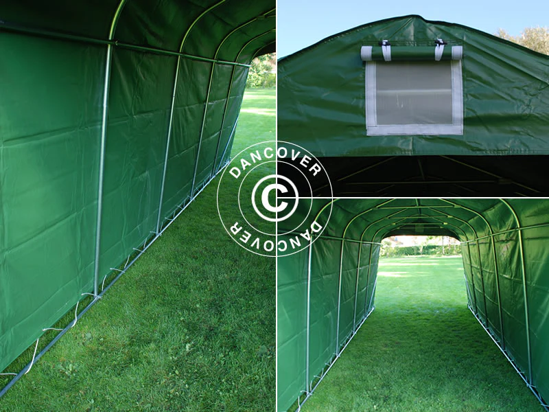 Vindskydd för djur 3,6x7,2x2,68m, PVC, Grönt - Image 5